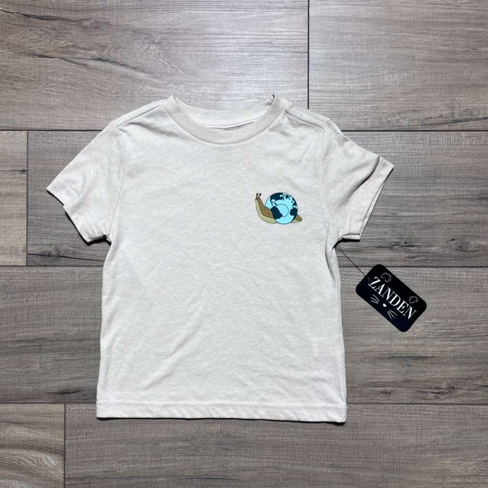 Zanden‎ Unisex Kids Earth Day Snail Tee Size Small Youth Tan